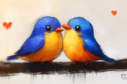 Two Bluebirds in Love