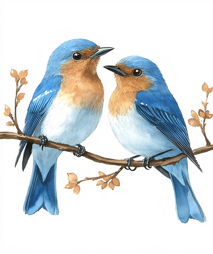 Two Bluebirds On A Branch
