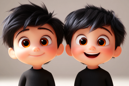 Two Cartoon Boys Smiling