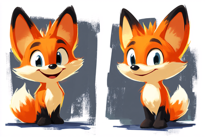 Two Cartoon Foxes Smiling