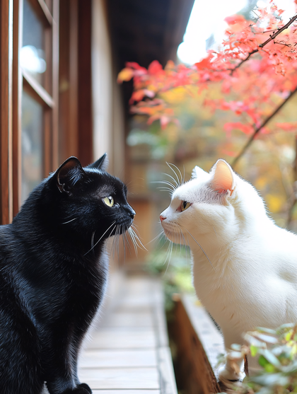 Two Cats Facing Each Other