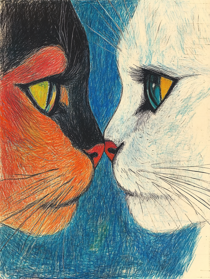 Two Cats Kissing