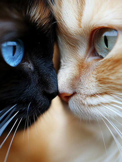 Two Cats Noses Touching