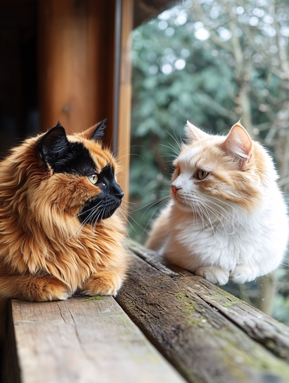 Two Cats Staring