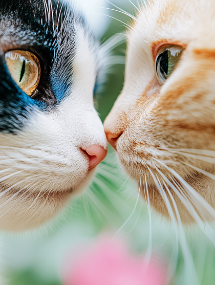 Two Cats Touching Noses