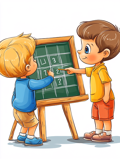Two Children Learning Math