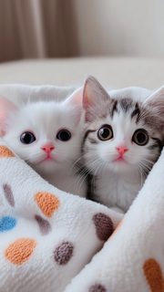 Two Cute Kittens Wrapped in a Blanket