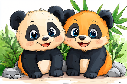Two Cute Panda Cubs