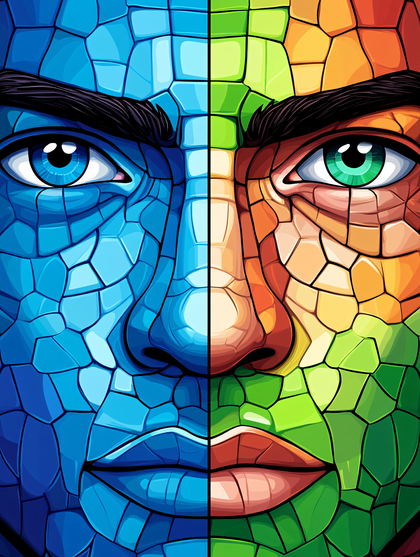Two Faced Mosaic Portrait
