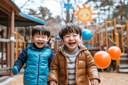 Two Happy Boys at Playground
