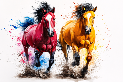 Two Horses Running