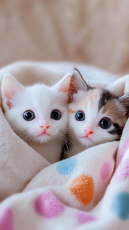 Two Kittens Wrapped in a Blanket