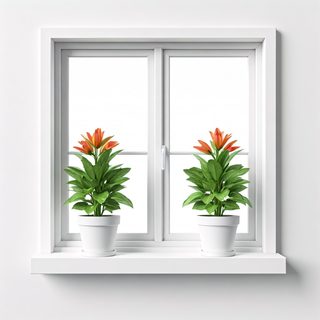 potted flowers window