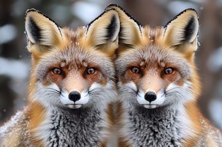 Two Red Foxes Portrait