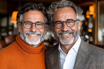 Two Smiling Men in Glasses