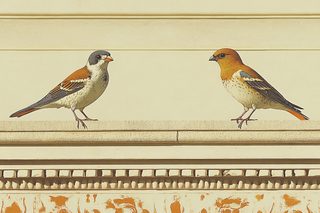 Two Sparrows On A Ledge