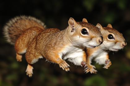 Two Squirrels Jumping