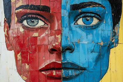 Two-Toned Wooden Face Portrait