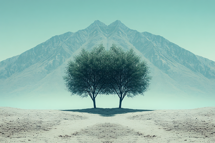 Two Trees at the Foot of Mountains
