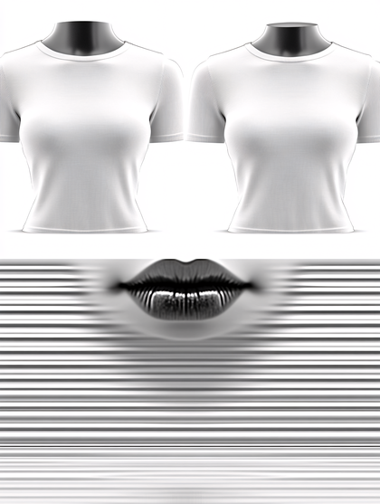 Two White T-Shirts on Mannequins with Stylized Lips