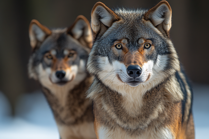 Two Wolves Staring