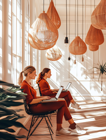 Two Women Working On Laptops