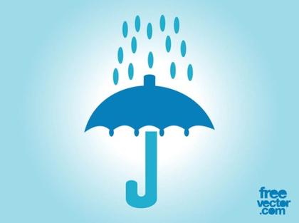Umbrella and Rain Icon Free Vector