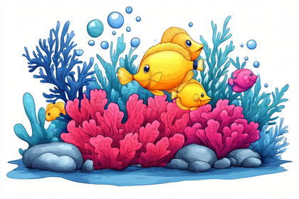 Underwater Scene With Fish And Coral