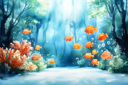 Underwater World with Orange Fish