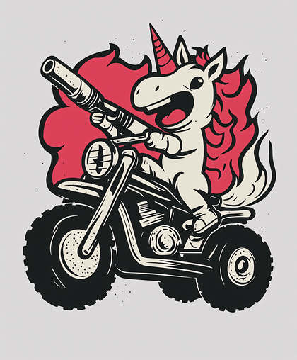 Unicorn on Motorcycle