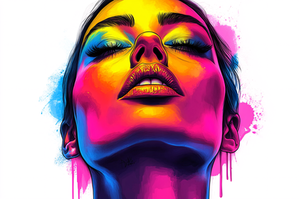 Upward Gaze Colorful Woman