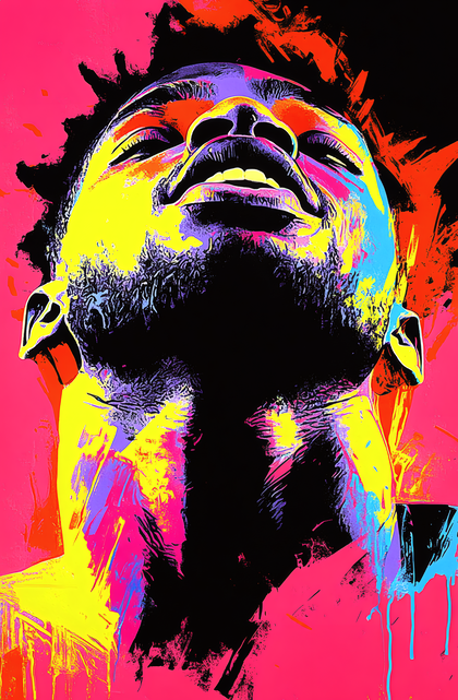 Upward Gaze in Vibrant Pop Art