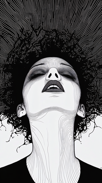 Upward Gaze Line Art