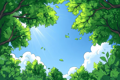 Upward View in Forest with Sunlight