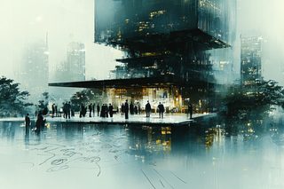 Urban Gathering at the Modern Building