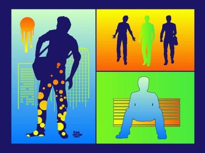 Urban Men Silhouettes Free Vector