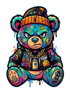 graffiti skater bear