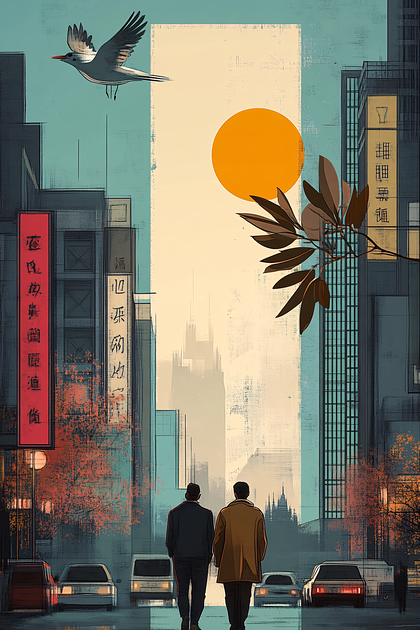 Urban Stroll Under Sunny Skies