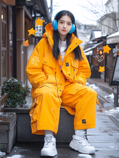 Urban Winter Fashion with Headphones