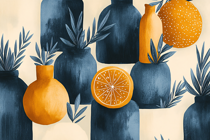 Vases and Oranges Still Life