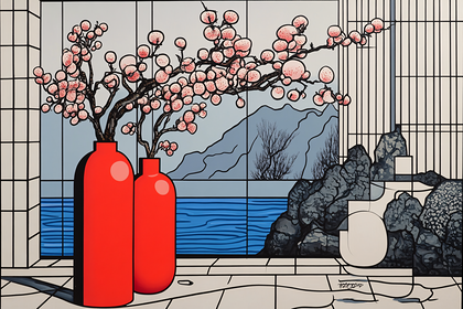 Vases With Cherry Blossoms