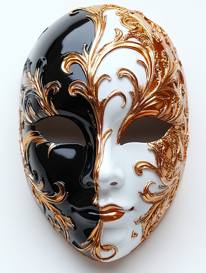 Venetian Half Black White Gold Mask