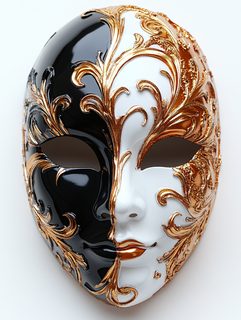 Venetian Half Black White Gold Mask