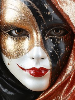 Venetian Mask with Gold and Black Design