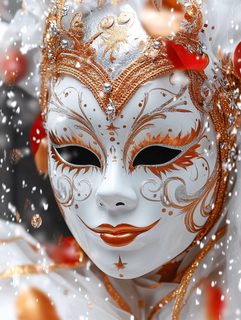 Venetian Mask with Golden Ornaments