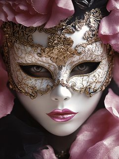 Venetian Mask with Pink Flowers
