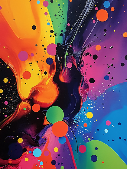 Vibrant Abstract Fluid Art With Colorful Dots