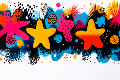 Vibrant Abstract Shapes and Stars