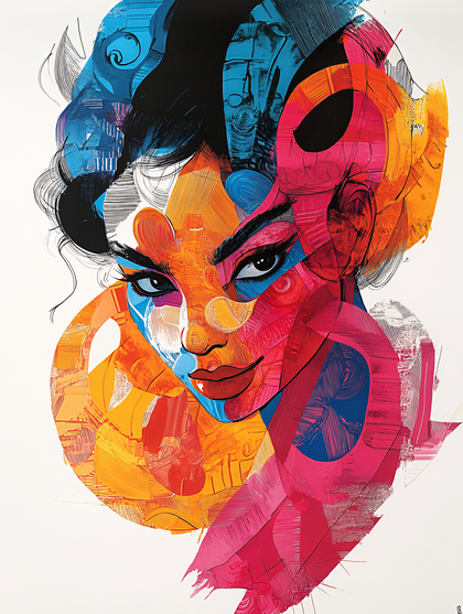 Vibrant Abstract Woman Portrait