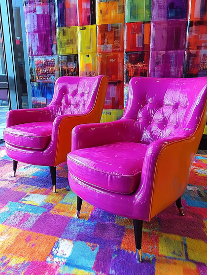 Vibrant Armchairs in Colorful Interior